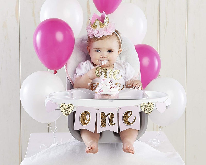 Kate Aspen, Gold Glitter 1st Birthday DÃ©cor Kit, Baby Birthday Set, Banner - Image 4